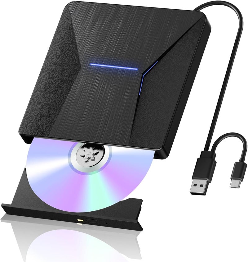 MthsTec External Blu-ray Drives for Laptop, External Blueray/dvd Drive for PC, USB 3.0 and Type-C Bluray Burner, CD DVD Blu Ray Disc Reader Writer Compatible with Windows XP/7/8/10, Laptop, Desktop, MacOS - Image 1